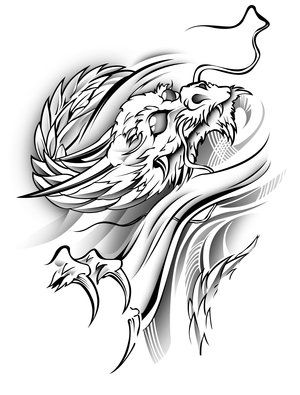 300x395 Collection Of Dragon Head Tattoo Sketch