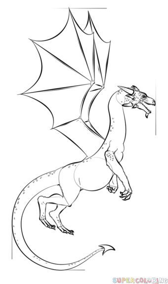 340x575 How To Draw A Realistic Dragon Step By Step. Drawing Tutorials