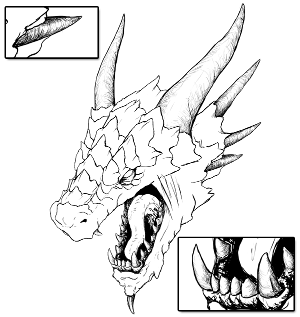 600x635 How To Draw A Realistic Dragon Head In 3d Space