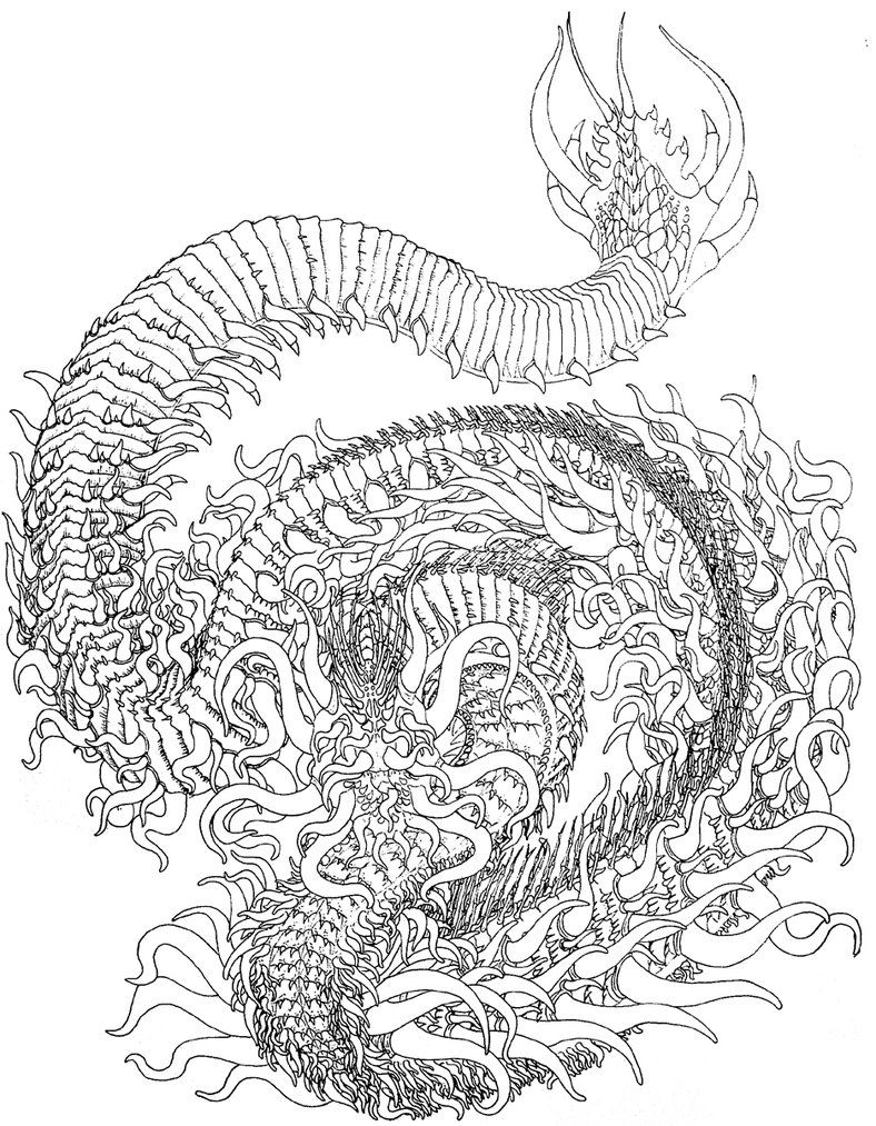 788x1013 Fire Dragon Linework By Benjamin The Fox