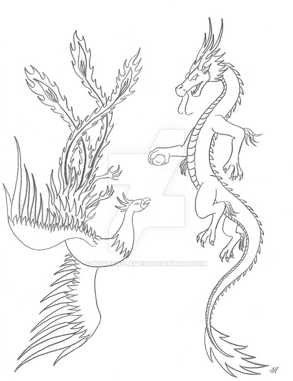 600x781 Dragon And Phoenix By Wyvernflames