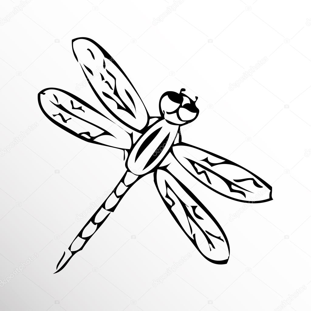 1024x1024 Dragonfly. Drawing. Sketch Style. Conditional Vector Image In