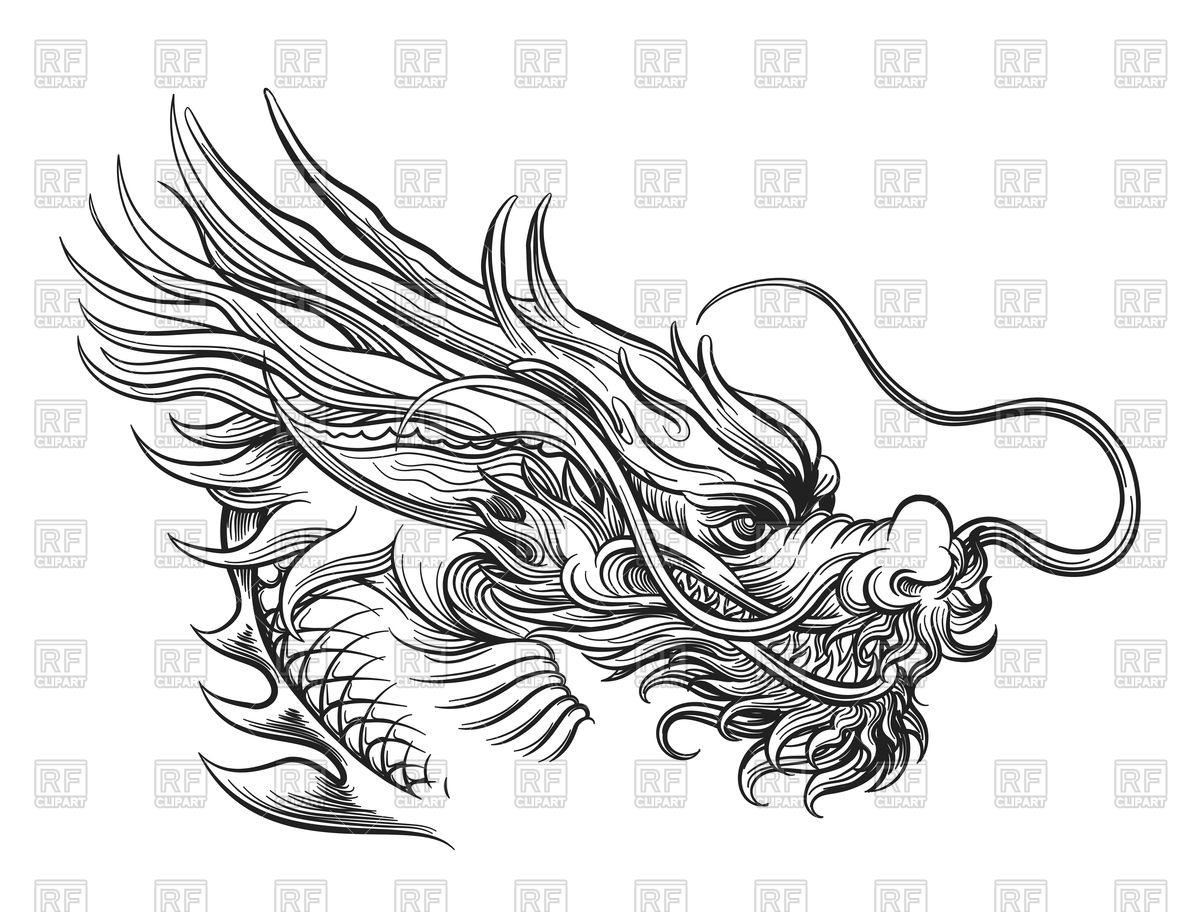 1200x912 Hand Drawn Dragon Royalty Free Vector Clip Art Image