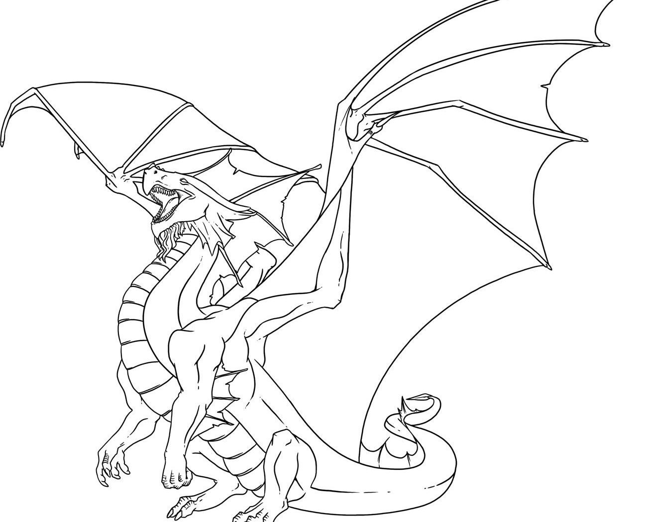 1300x1050 Dragon Coloring Pages To Print Drawing For Adults Animals