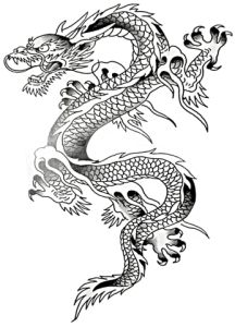216x300 Grey Ink Chinese Dragon Tattoo Design Samurai