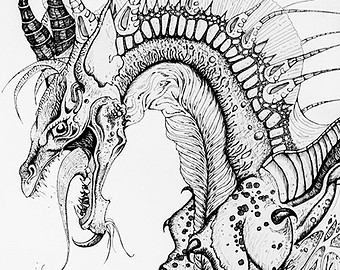 340x270 Sale Original Ink Drawing Little Monster. Creepy Phallic