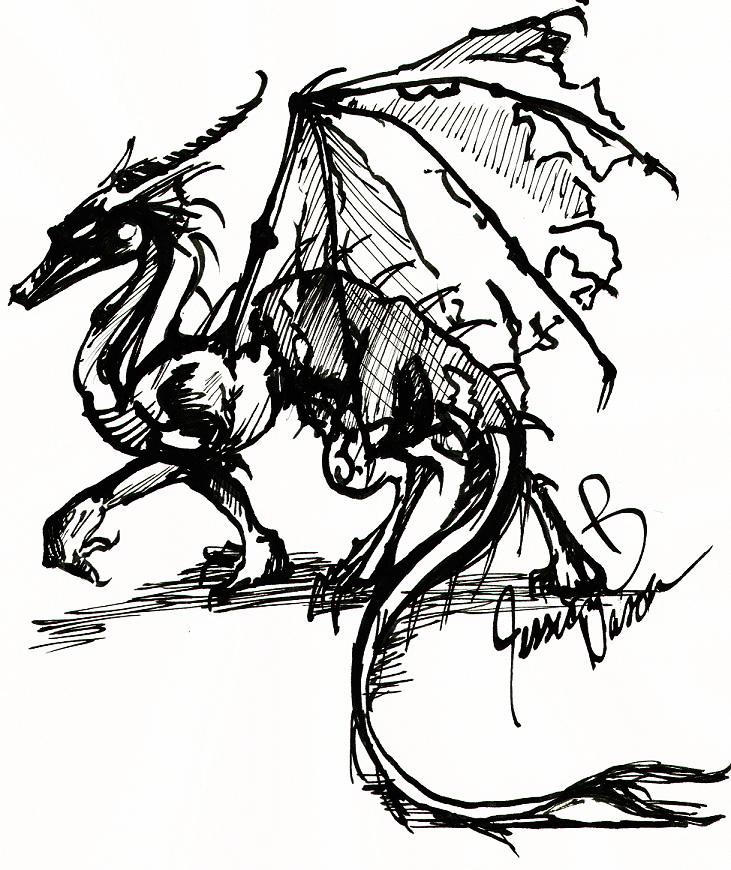 731x870 Ink Scribble Dragon By Iuvixra