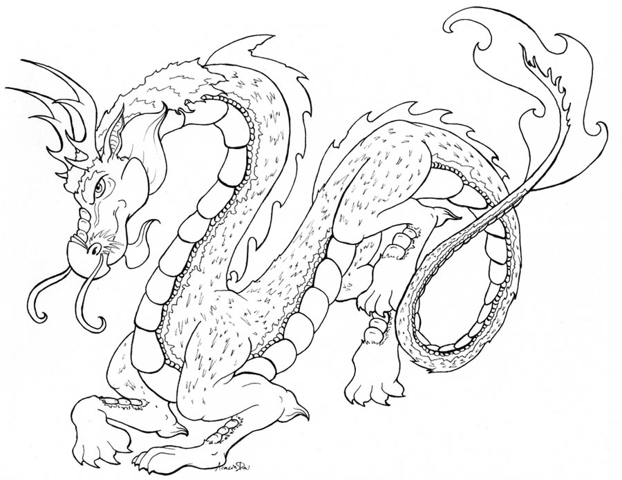 900x695 Oriental Dragon Line Work By Acaciatree