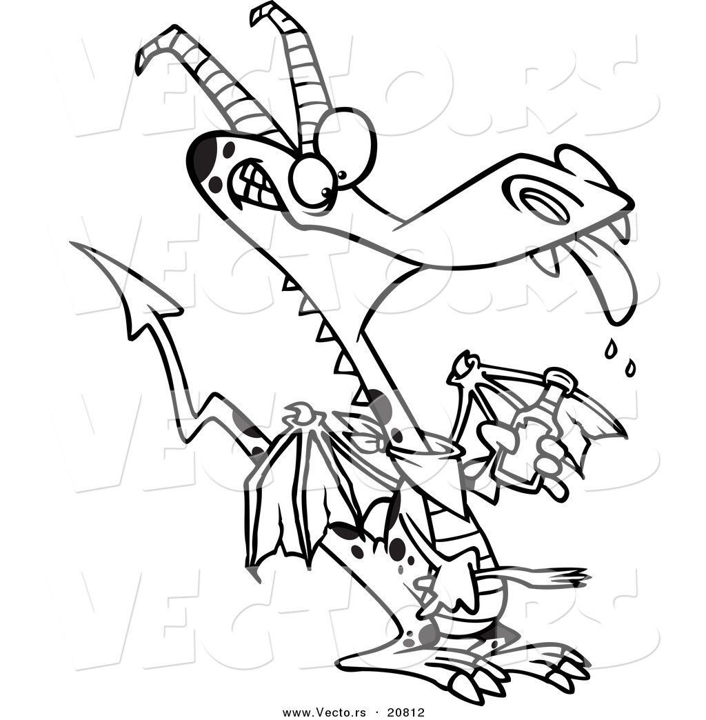 1024x1044 Vector Of A Cartoon Dragon Holding Ketchup