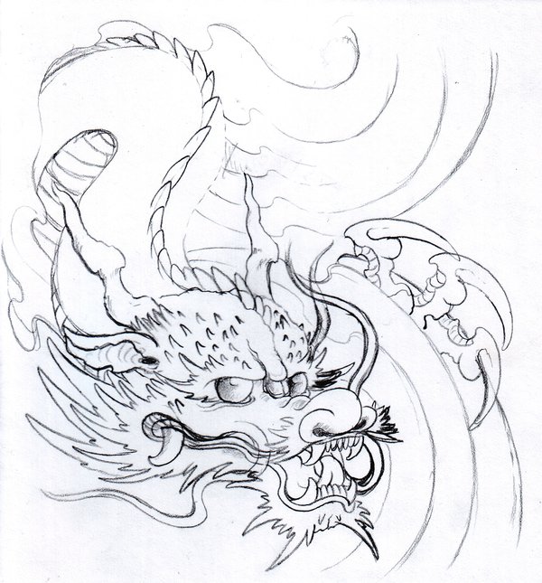 600x645 Dragon Pencil Sketch By On @