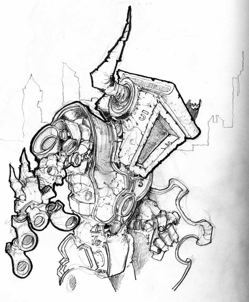 794x964 Robot Dragon Slayer Sketch