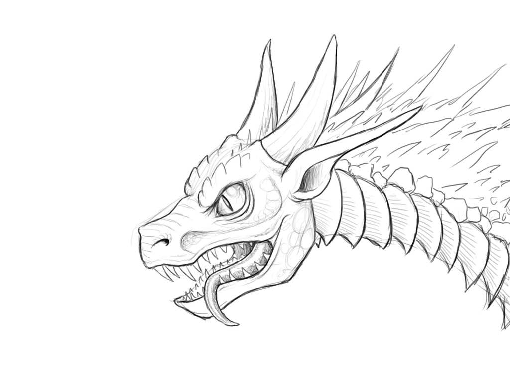 1024x785 Drawn Fire Dragon Breathing