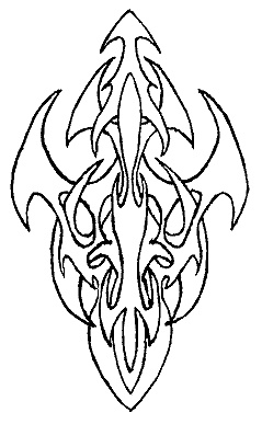 239x387 Dragon Skull Tribal Uncolored By Sumocow