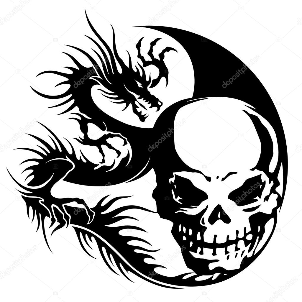 1024x1024 Skull And Dragon Illustration, Stock Vector Daicokuebisu