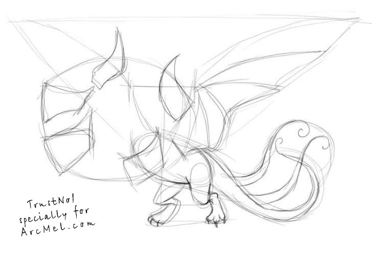745x500 How To Draw A Dragon Step By Step