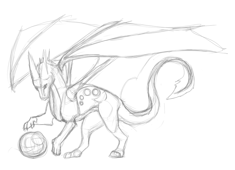 800x580 Sketch Playful Dragon By Aryia Tskaha