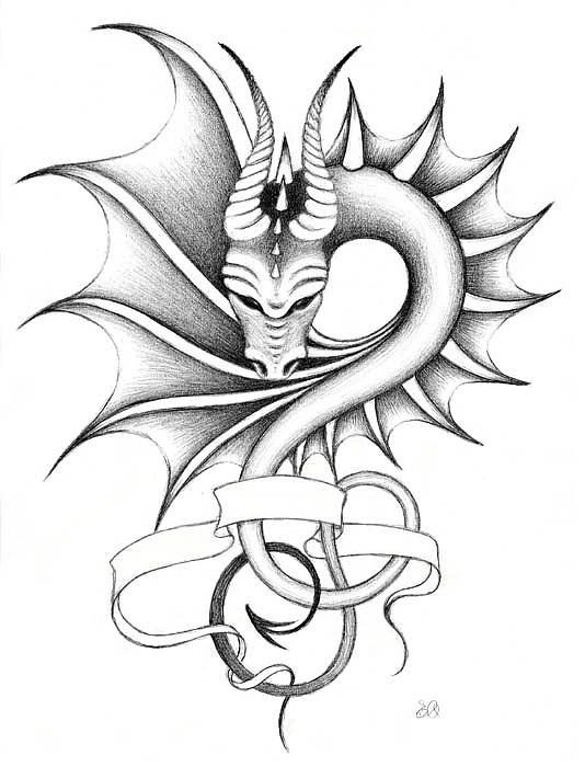 534x700 Dragon Tattoo Ii Drawing By Erla Alberts