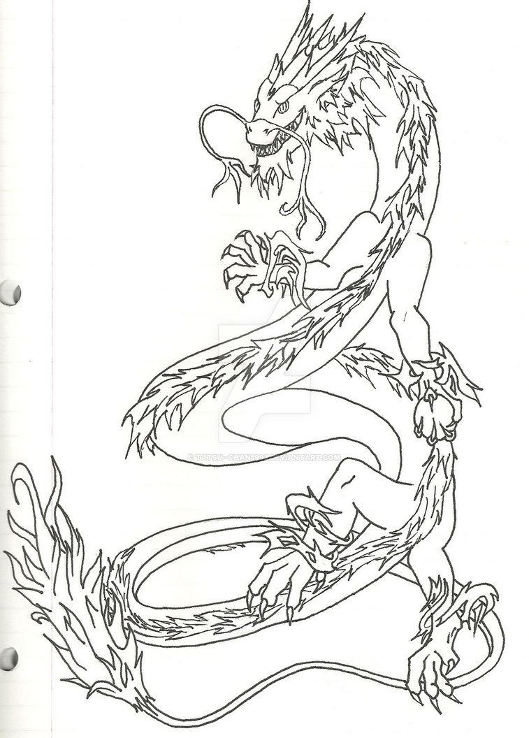 757x1056 Chinese Dragon Tattoo Lineart By Tatsu Chan1993
