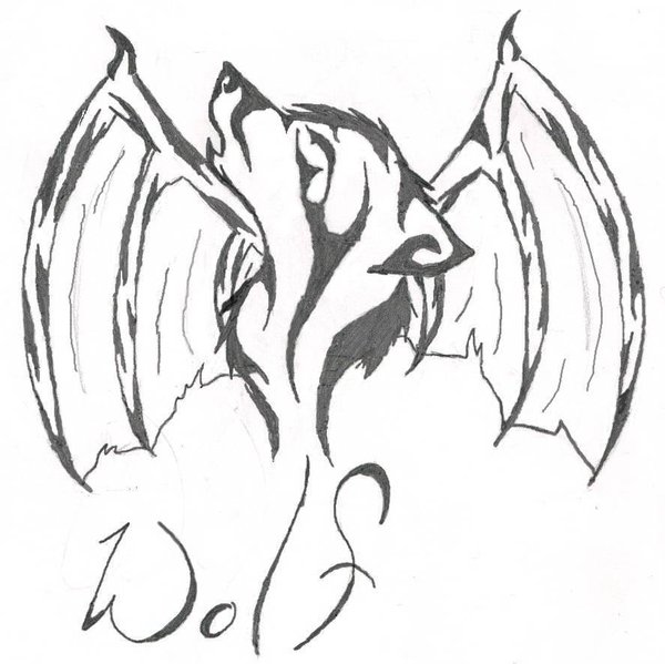 600x599 Wolf With Dragon Wings Tattoo By Warewolf Deleriousd