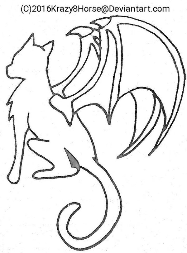 600x812 Cat With Dragon Wings Basecoloring Page By Krazy8horse