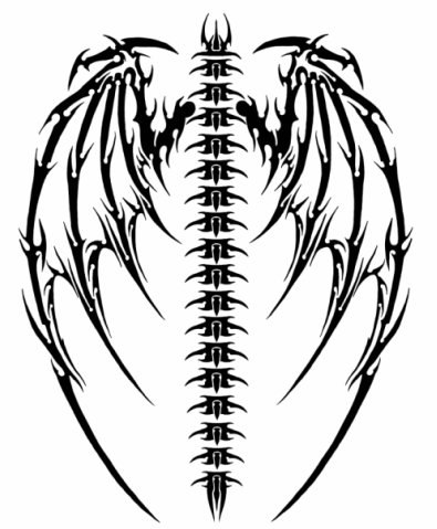 395x479 Spine Dragon Wings Tattoo Idea Best Tattoo Designs