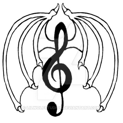 400x400 Tattoo Line Art Treble Clef With Dragon Wings By Lilwolfstudios