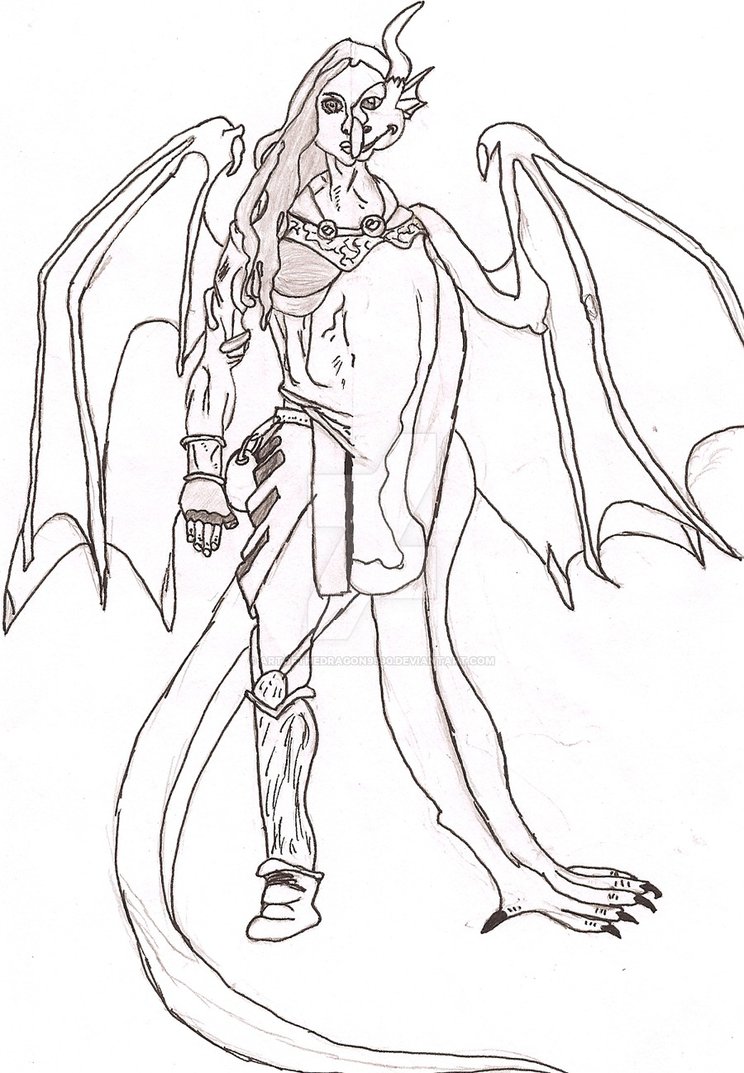 744x1073 Dragon Human Drawing Demon Dragon Drawings