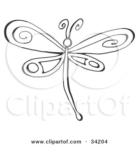 450x470 Clipart Illustration Of Two Black And White Dragonflies
