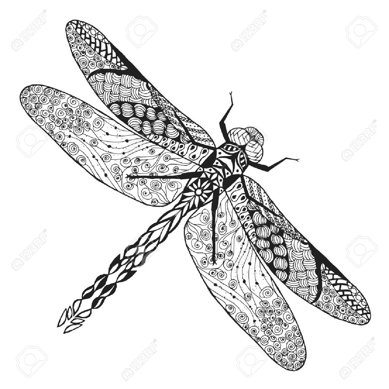 1300x1300 Stylized Dragonfly Sketch For Avatar, Posters, Prints Or T Shirt