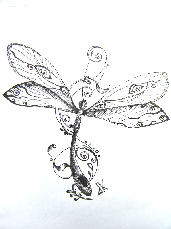 600x800 Cute Dragonfly Drawing