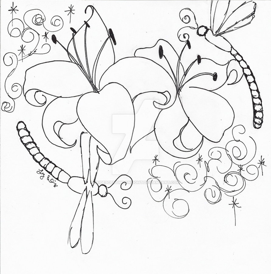 890x898 Lily Dragonfly Tattoo 2 By Iridescentmoonlight