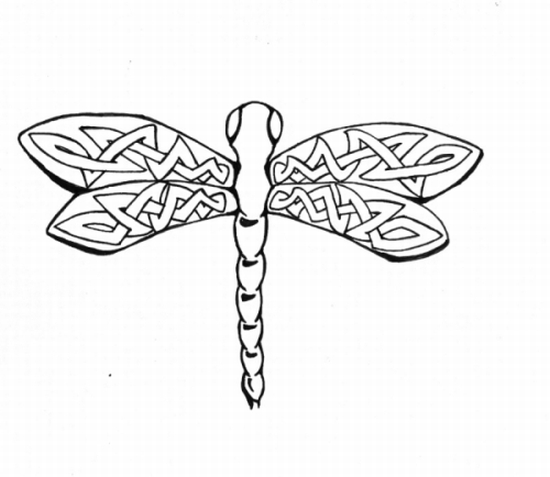 550x477 Outline Celtic Dragonfly Tattoo Design