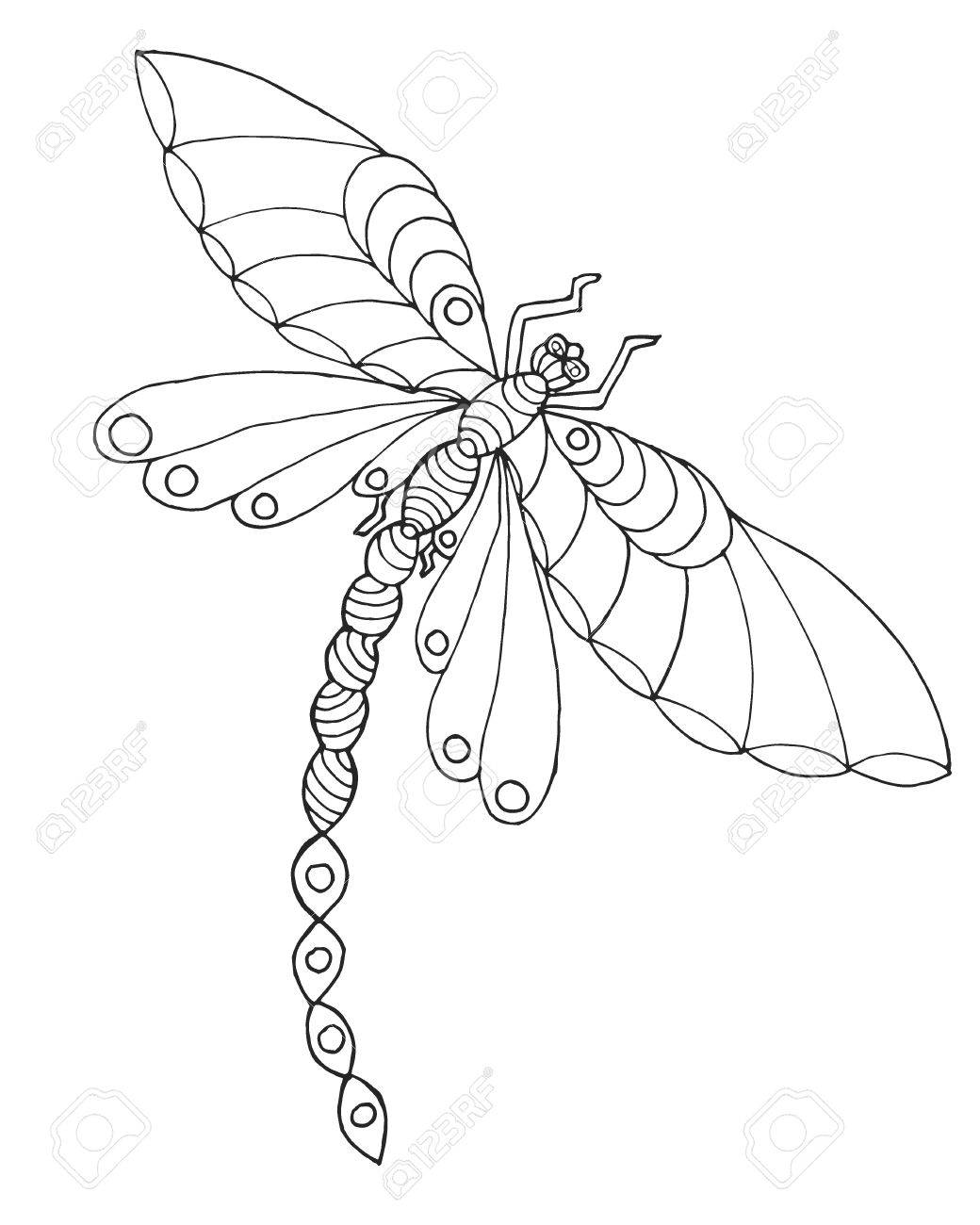 1040x1300 Zentangle Stylized Dragonfly. Ethnic Patterned Vector Illustration