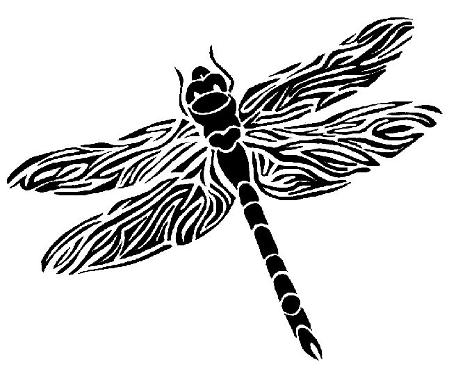 646x564 Drawn Dragonfly Black And White