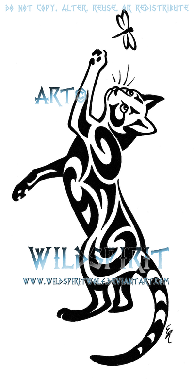 400x780 Cat And Dragonfly Tattoo By Wildspiritwolf