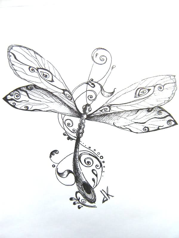600x800 Dragonfly Pattern Wings Tattoo Design
