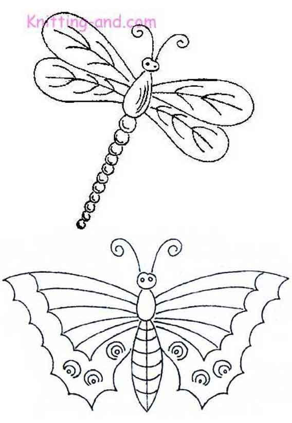 568x823 Butterfly And Dragonfly Embroidery Patterns Painted Rocks