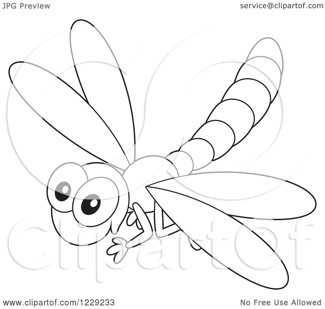 1080x1024 Clipart Of An Outlined Happy Dragonfly