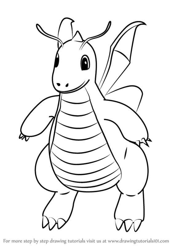 566x800 Learn How To Draw Dragonite From Pokemon Go (Pokemon Go) Step By