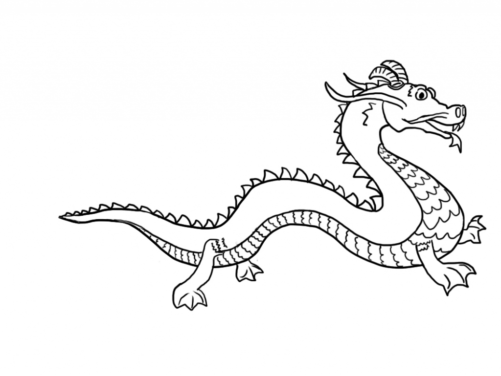 1024x770 How To Draw A Simple Chinese Dragon Step By Step