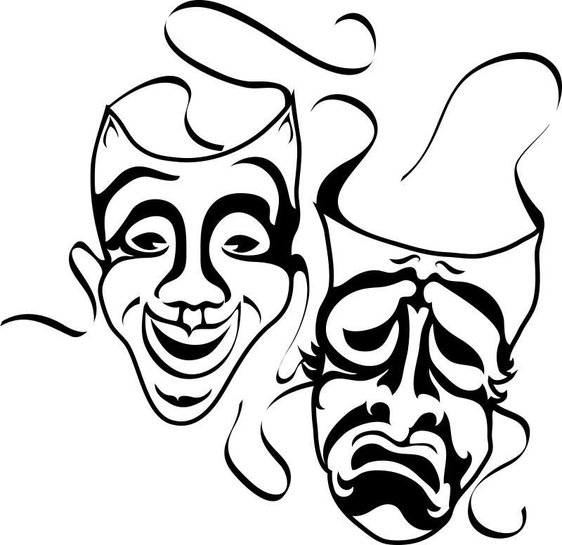800x776 Drama Masks Black And White Clipart