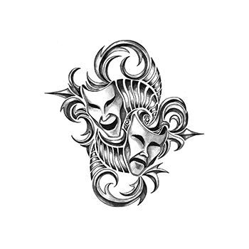 350x350 Iron Tribal Masks Temporary Tattoo Is For Your Love Of Drama