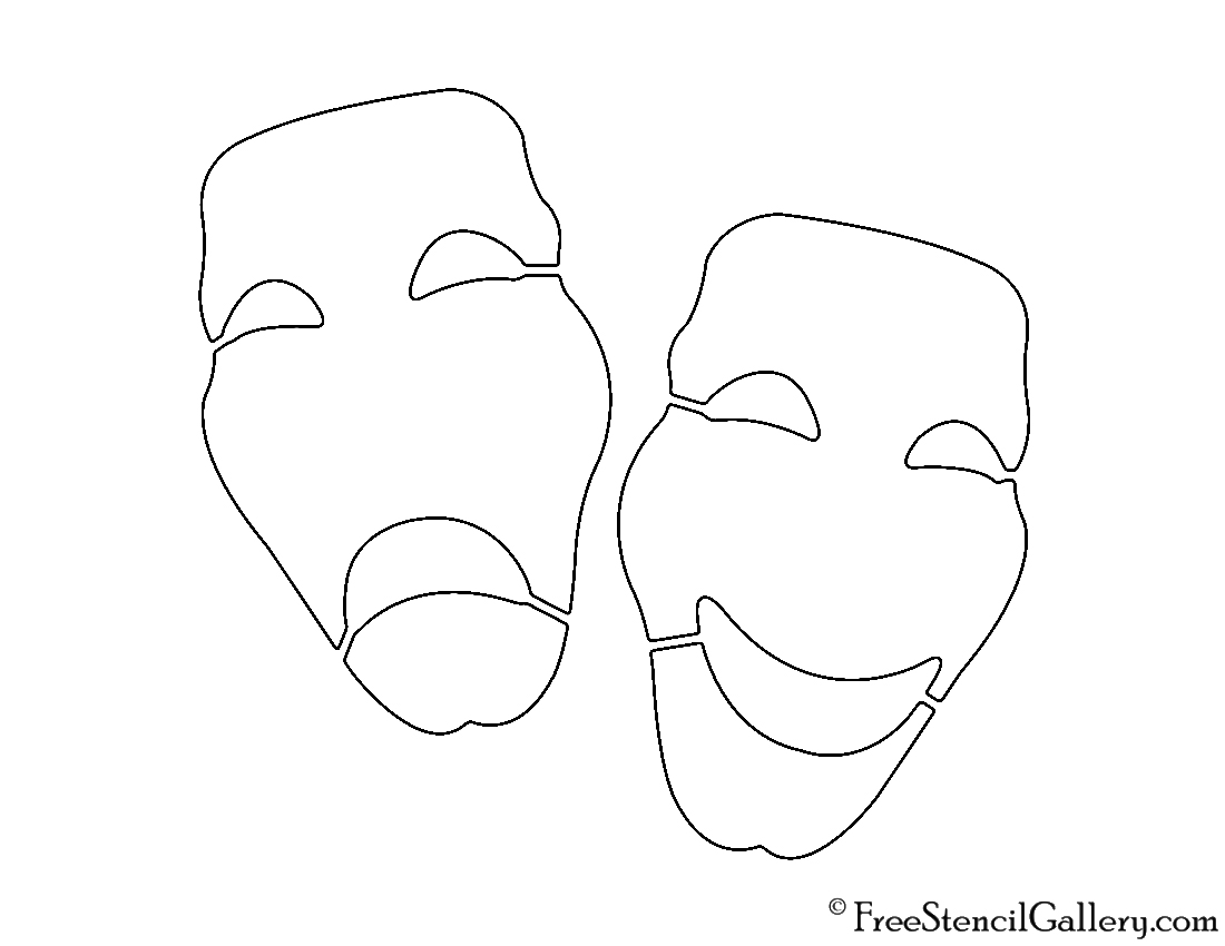 1100x850 Drama Masks Stencil Free Stencil Gallery