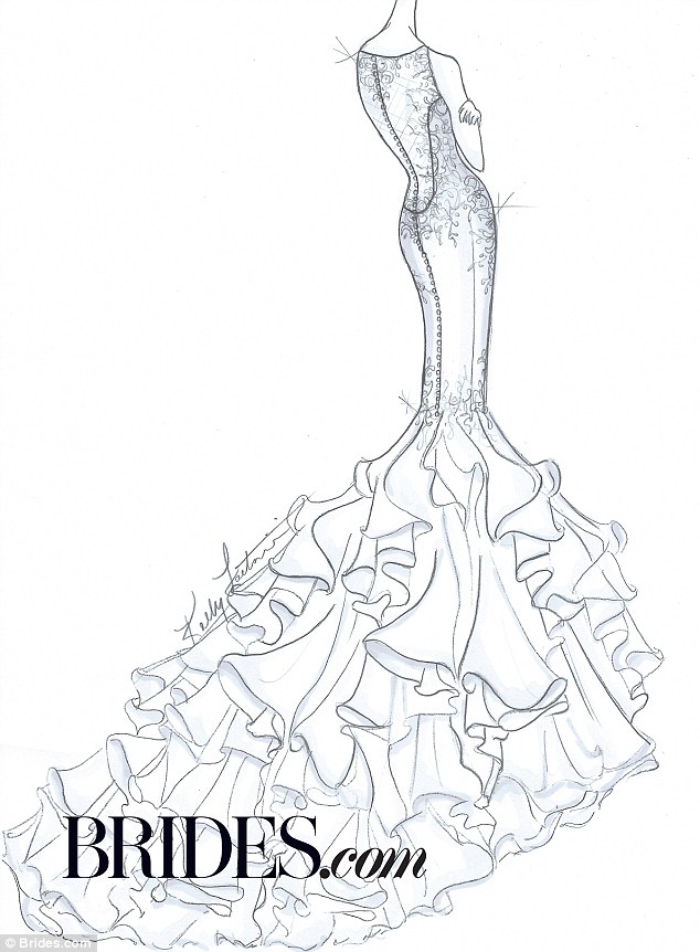 634x862 Kim Kardashian's Wedding Gown Bridal Designers Sketch Her Dress