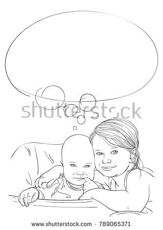 333x470 Dreaming Together, Sketch Of 5 Year Old Girl Hugging 8 Month Old