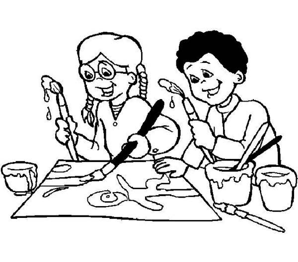 600x529 Doing An Art Class On First Day Of School Coloring Page