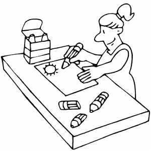 300x300 Women Drawing Sun In Art Class Coloring Page