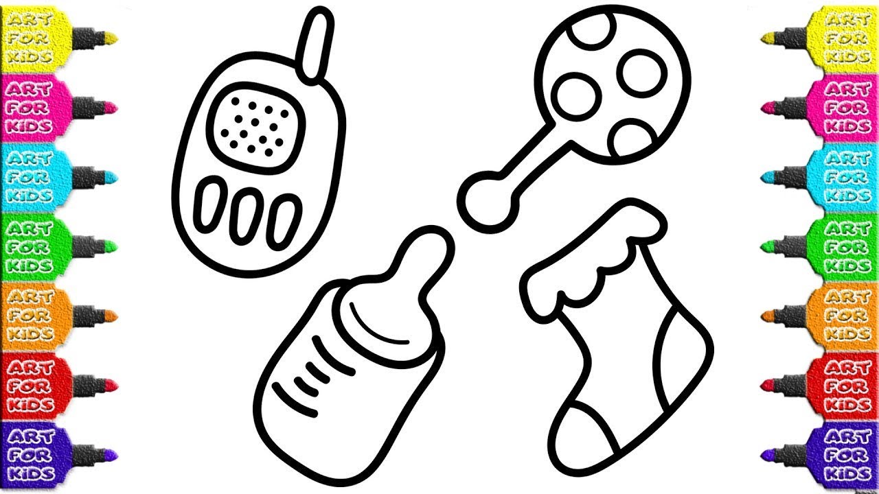 1280x720 Baby Items Drawing Coloring Book Kids How To Draw Toys