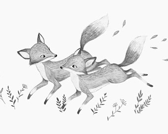 340x270 Nursery Winter Print Deer Drawing Deer Wall Art Deer