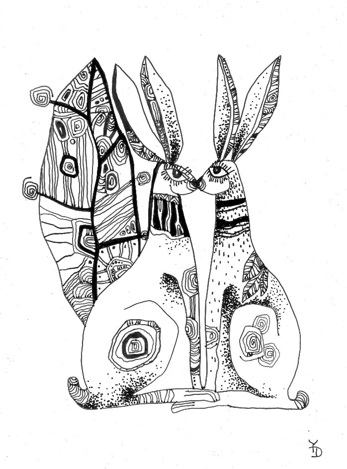 698x942 Dyuminart Artwork Original Ink Drawing 12x17